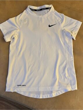 Nike White Dri-FIT Pro Short Sleeve Top